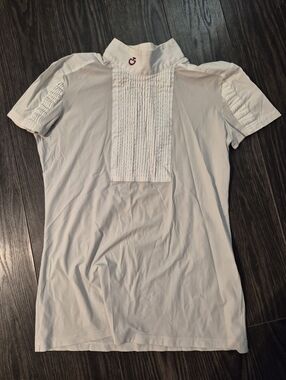 EUC Cavalleria Toscana showshirt, size M, dove grey/white